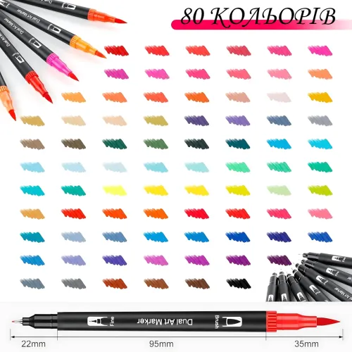 Набор двусторонних акварельных маркеров NEW Color Pencil CD, маркеры для скетчинга, рисования, 80 цветов, в сумке - фото 16