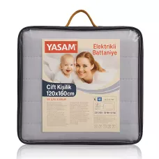 Електропростирадло півтораспальне YASAM, 2 режими, до 47 °C, байка, 120х160 см, сірий