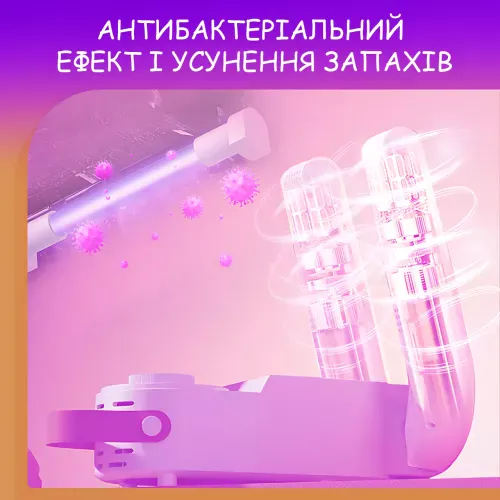 Сушилка для обуви Shoe Dryer с ультрафиолетом, 4 режима таймера 30–120 мин, антибактериальная электросушилка, вертикальная - фото 7