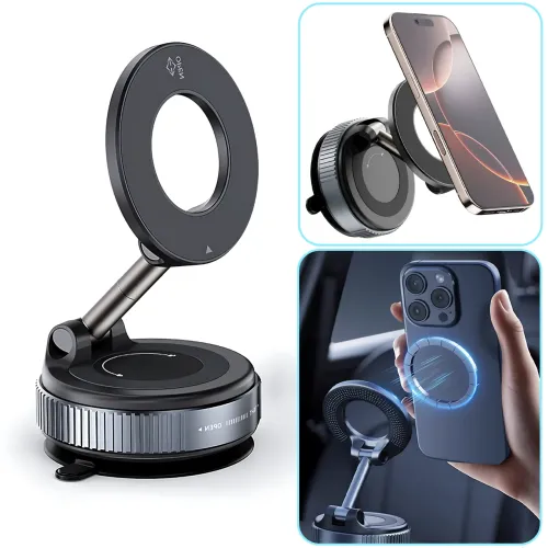Автомобільний магнітний тримач JoyPro Magnetic Holder 360°, автотримач MagSafe з вакуумною присоскою, 16 магнітів N52, 360°