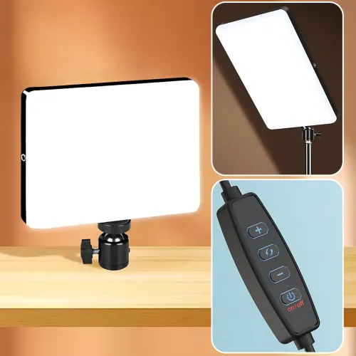 Прямокутний LED-відеосвітло PL-26, студійна USB-лампа для фото та відео з тримачем 3D, 23×16 см