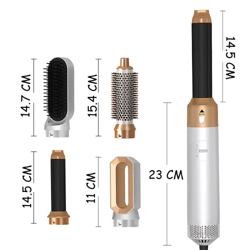 Фен-щітка мультистайлер Hot Air Styler 5 в 1 з іонізацією, 5 насадок, 3 температурні режими, 1000 Вт, кейс для зберігання й поїздо - фото 9