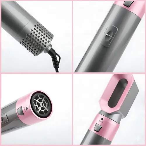 Фен-щітка мультистайлер Hot Air Styler 5 в 1 з іонізацією, 5 насадок, 3 температурні режими, 1000 Вт, кейс для зберігання й поїздо - фото 4