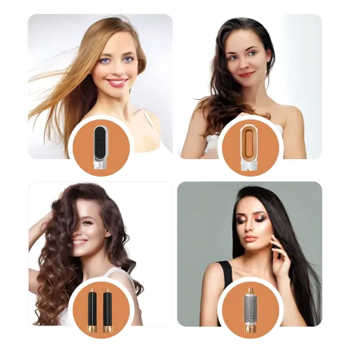 Фен-щітка мультистайлер Hot Air Styler 5 в 1 з іонізацією, 5 насадок, 3 температурні режими, 1000 Вт, кейс для зберігання й поїздо - фото 6