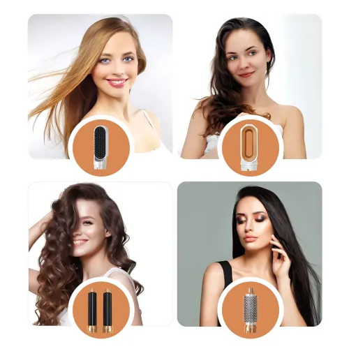 Фен-щітка мультистайлер Hot Air Styler 5 в 1 з іонізацією, 5 насадок, 3 температурні режими, 1000 Вт, кейс для зберігання й поїздо - фото 6