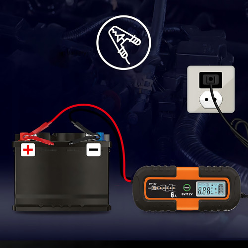 Автоматическое зарядное устройство для аккумуляторов Smart Charger, 6В/12В 6A, с функцией восстановления, AGM/GEL/WET, ЖК-дисплей - фото 10
