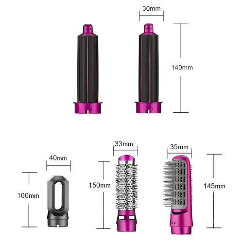 Стайлер для волос с ионизацией 5-в-1 Hair Brush Hot Air Styler, 1000 Вт, инфракрасный нагрев, 5 насадок, леопардовый кейс - фото 5