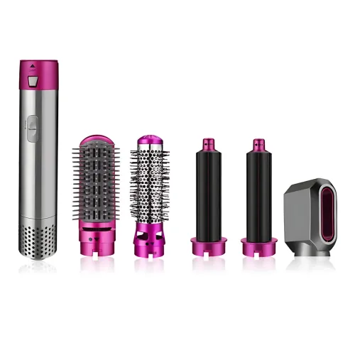 Стайлер для волос с ионизацией 5-в-1 Hair Brush Hot Air Styler, 1000 Вт, инфракрасный нагрев, 5 насадок, леопардовый кейс - фото 2