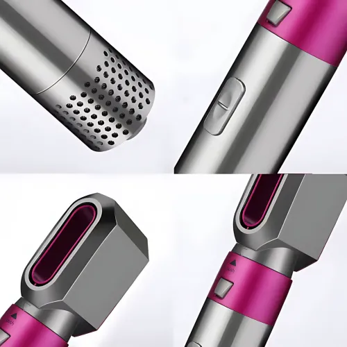 Стайлер для волос с ионизацией 5-в-1 Hair Brush Hot Air Styler, 1000 Вт, инфракрасный нагрев, 5 насадок, леопардовый кейс - фото 4