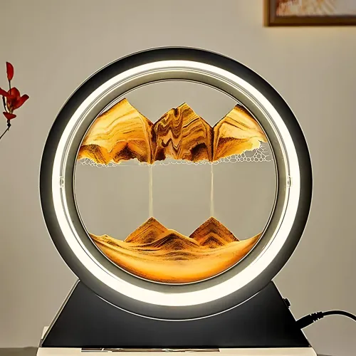 3D світлодіодна настільна лампа-картина «Рухомий пісок», 360°, LED нічник, USB/2AA, скло, 24 см - фото 4
