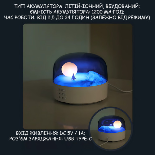 Музыкальный LED ночник «Лунная Гавань» с Bluetooth-динамиком, 1200 мАч, USB Type-C, регулировка яркости/цвета - фото 8