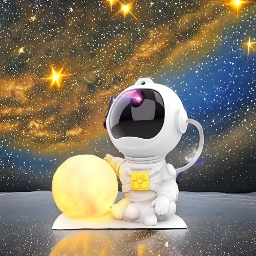 Проектор звёздного неба Astronaut MoonLight с пультом, таймером и ночником, RGB-проекция галактики и туманностей, оборот 360°