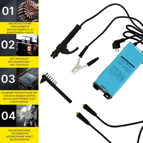 Зварювальний інвертор Vollyx VOL-MM-300, 220 В, 20-300 А, IGBT, цифровий дисплей, Hot Start, Anti-Stick, MMA, комплект з маскою - фото 5