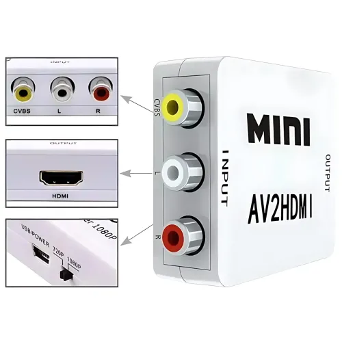 Конвертер AV RCA — HDMI, 1080p, адаптер AV to HDMI, плато-цифровий перетворювач, Plug&Play, PAL/NTSC, HDCP - фото 2