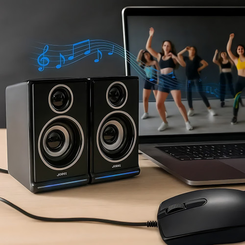 Колонки для ПК 2.0 USB JEDEL S-578 RGB (2×3 Вт), компактная акустика с подсветкой, AUX 3.5 мм - фото 6