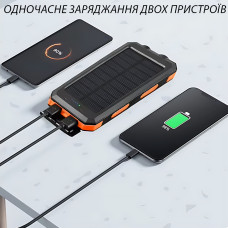 Power Bank HOCO J164 Platinum Solar Dual Lighting 8000mAh, солнечная зарядка, 2xUSB-A 5V/2A, USB-C вход, с компасом и фонариком