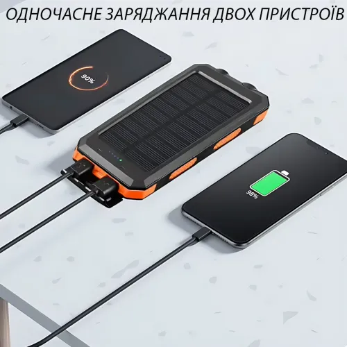 Power Bank HOCO J164 Platinum Solar Dual Lighting 8000 mAh, сонячня панель, 2xUSB-A 5V/2A, USB-C вхід, з компасом і ліхтариком - фото 9