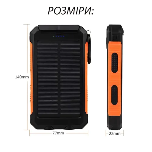 Power Bank HOCO J164 Platinum Solar Dual Lighting 8000 mAh, сонячня панель, 2xUSB-A 5V/2A, USB-C вхід, з компасом і ліхтариком - фото 10