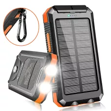 Power Bank HOCO J164 Platinum Solar Dual Lighting 8000mAh, солнечная зарядка, 2xUSB-A 5V/2A, USB-C вход, с компасом и фонариком