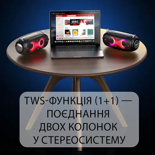 Портативна Bluetooth-колонка Hopestar A41 Party 16W, RGB-підсвітка, Bluetooth 5.3, TWS 1+1, IPX5, USB/AUX/TF, 2400mAh, чорна - фото 7