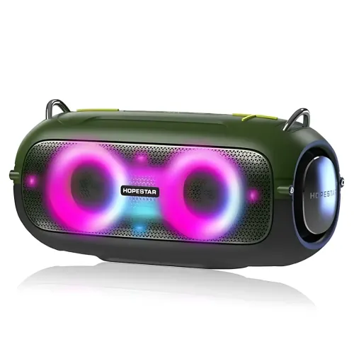 Портативна Bluetooth-колонка Hopestar A41 Party 16W, RGB-підсвітка, Bluetooth 5.3, TWS 1+1, IPX5, USB/AUX/TF, 2400mAh, чорна-хакі