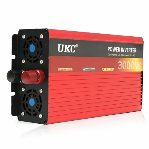 Перетворювач (інвертор) AC/DC AR UKC 3000 W 24 V → 230 V, автомобільний, з захистом і охолодженням, алюмінієвий корпус