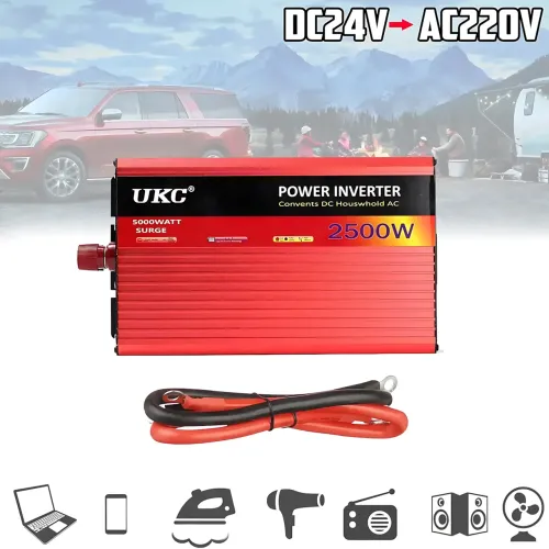 Перетворювач (інвертор) AC/DC AR UKC 2500 W 24 V → 230 V, автомобільний, з захистом і охолодженням, алюмінієвий корпус - фото 8