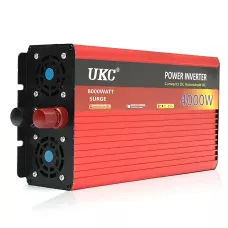Автомобільний інвертор UKC AR 4000W 24V→220V з плавним пуском, USB 5V, пікова потужність 8000W, 2 вентилятори, захист, алюміній
