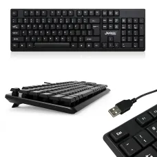 Дротова клавіатура JEDEL K19 USB, 104 клавіші, мембранна, повнорозмірна 100%, розкладка RU/UA/EN, для Windows/Mac OS/ Linux