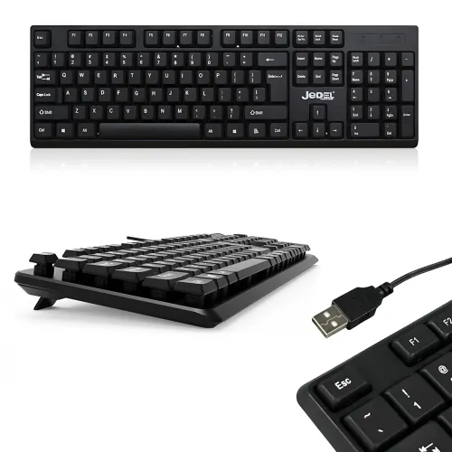 Дротова клавіатура JEDEL K19 USB, 104 клавіші, мембранна, повнорозмірна 100%, розкладка RU/UA/EN, для Windows/Mac OS/ Linux