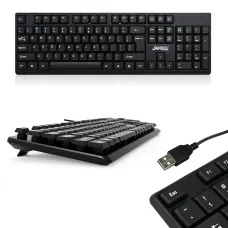 Проводная клавиатура JEDEL K19 USB, 104 клавиши, мембранная, полноразмерная 100%, раскладка RU/UA/EN, для Windows / Mac OS / Linux