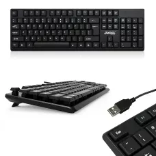 Дротова клавіатура JEDEL K19 USB, 104 клавіші, мембранна, повнорозмірна 100%, розкладка RU/UA/EN, для Windows/Mac OS/ Linux