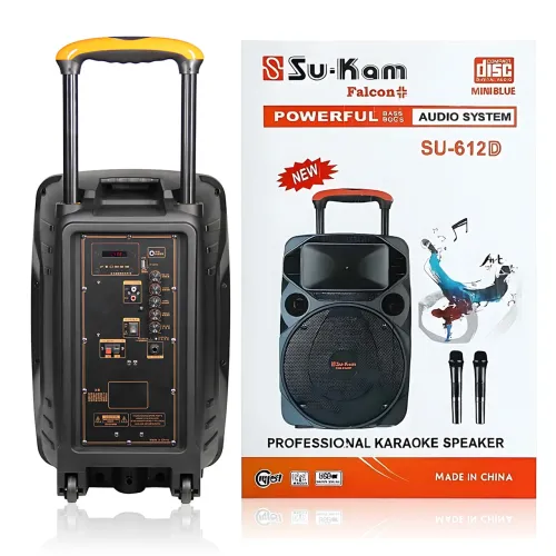Акустична система Su-Kam SU 612, 200 Вт, 12+3, Bluetooth, USB/SD, FM, 2 радіомікрофони, акумулятор, запис MP3, ECHO/DELAY - фото 5
