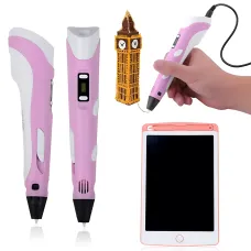 3D-ручка 6 поколения 3DPen-6 с LCD + графический планшет 8.5, набор для 3D-рисования, 100 м PLA, регулировка температуры Розовый