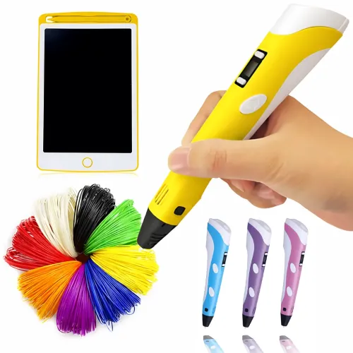 3D-ручка 6 покоління 3DPen-6 з LCD + графічний планшет 8.5, набір для 3D-малювання, 100 м PLA, регулювання температури Жовтий
