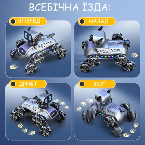 Интерактивный восьмиколёсный робот‑собака CX‑103 с радиоуправлением от 2.4 GHz, светозвуковыми эффектами и аккумулятором - фото 3
