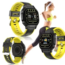 Смарт-часы Smart Watch B3-2 с пульсометром, шагомером и уведомлениями, экран 1.33″ 320×240, Bluetooth 4.2, IP67, Android / iOS Черно-желтый