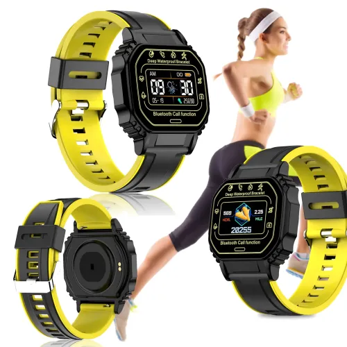 Смарт-часы Smart Watch B3-2 с пульсометром, шагомером и уведомлениями, экран 1.33″ 320×240, Bluetooth 4.2, IP67, Android / iOS Черно-желтый