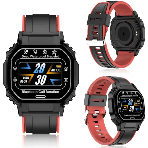 Смарт-часы Smart Watch B3-2 с пульсометром, шагомером и уведомлениями, экран 1.33″ 320×240, Bluetooth 4.2, IP67, Android / iOS Черно-красный