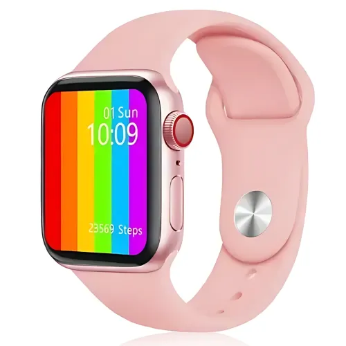 Смарт-часы Smart Watch T100 Plus с Bluetooth-звонками, микрофоном и динамиком, измерение давления и SpO₂, пульсометр, IPS 1.78″ Розовый