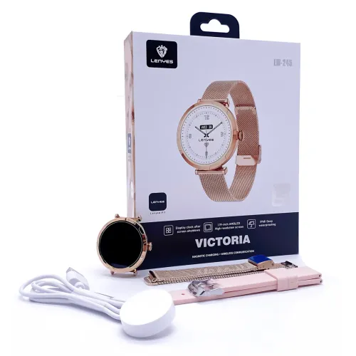 Смарт-годинник LENYES LW-245 Gold для жінок, 1.19'' AMOLED 390×390, Bluetooth-дзвінки, пульсометр, IP68, бездротова зарядка - фото 8