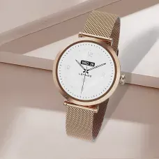 Смарт-годинник LENYES LW-245 Gold для жінок, 1.19'' AMOLED 390×390, Bluetooth-дзвінки, пульсометр, IP68, бездротова зарядка