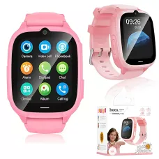 Детские смарт-часы HOCO Y106 4G LTE с видеозвонком, GPS/LBS/Wi-Fi, камерой 2 Мп, Nano-SIM, экран 1.83″, IPX7, SeTracker2 Розовый