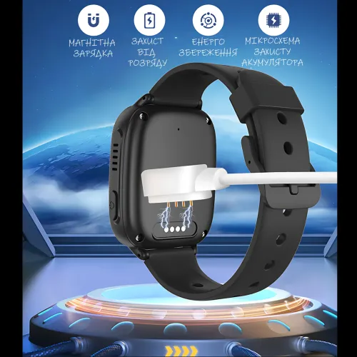 Дитячий смарт-годинник HOCO Y106 4G LTE з відеодзвінком, GPS/LBS/Wi-Fi, камерою 2 Мп, Nano-SIM, екран 1.83|, IPX7, SeTracker2 Блак - фото 8