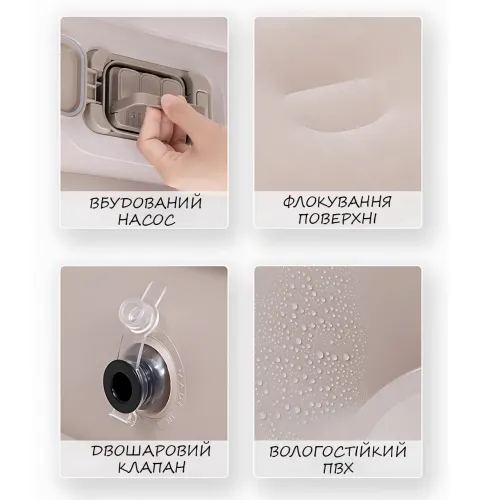 Надувне двоспальне ліжко 200×150×40 см із вбудованим електронасосом 220 В, комплект 2 подушки, поверхня флок, до 250 кг - фото 4