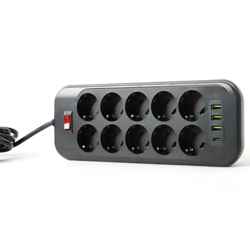 Мережевий фільтр — подовжувач 006 High Power 3250W/300W, 10 євро розеток + 4 USB (3 × USB-A + USB-C PD 20 W), швидке заряджання QC - фото 4