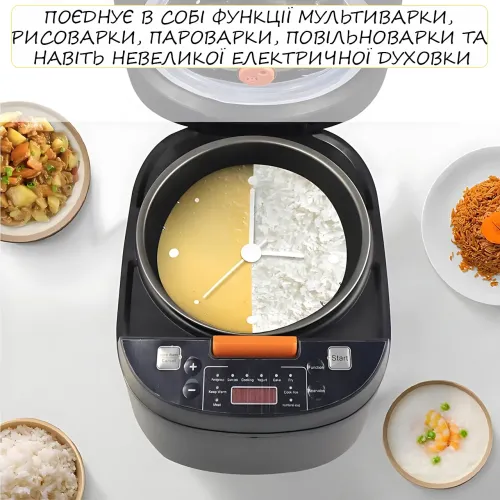 Мультиварка рисоварка AT-M77 5 л 900W, 10 программ, антипригарная чаша, автоподогрев, отложенный старт, электрическая мультиварка - фото 6