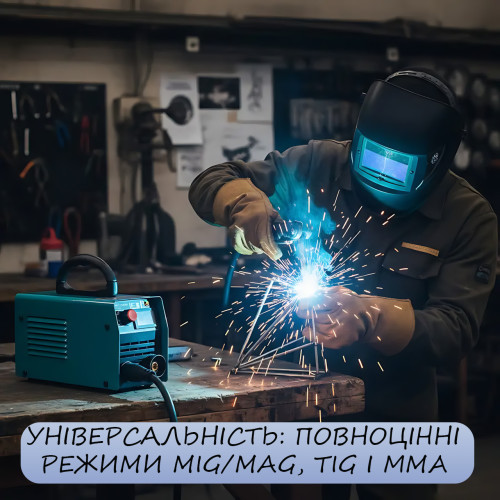 Інверторний зварювальний апарат KRAFFTEC M2 200 А 220 В, напівавтомат MIG/MAG/TIG/MMMA, IGBT, цифровий дисплей, 4.5 кВт, 1.6-3.0 м - фото 2