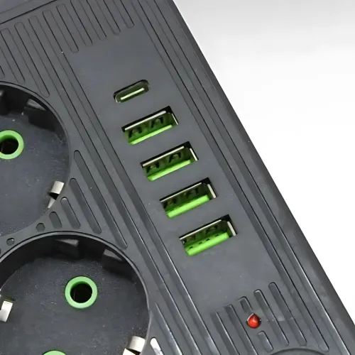 Мережевий фільтр подовжувач Power Socket F09U 2500 W 2 м, 3 розетки + 4 USB + Type-C, з вимикачем, захист від перевантаження - фото 5
