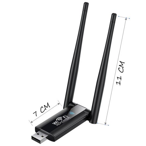 Wi-Fi репитер AND 5558 USB 2.4GHz, усилитель сигнала до 100 Мбит/с, 2 антенны, питание 5V, радиус 20 м, ретранслятор для роутера